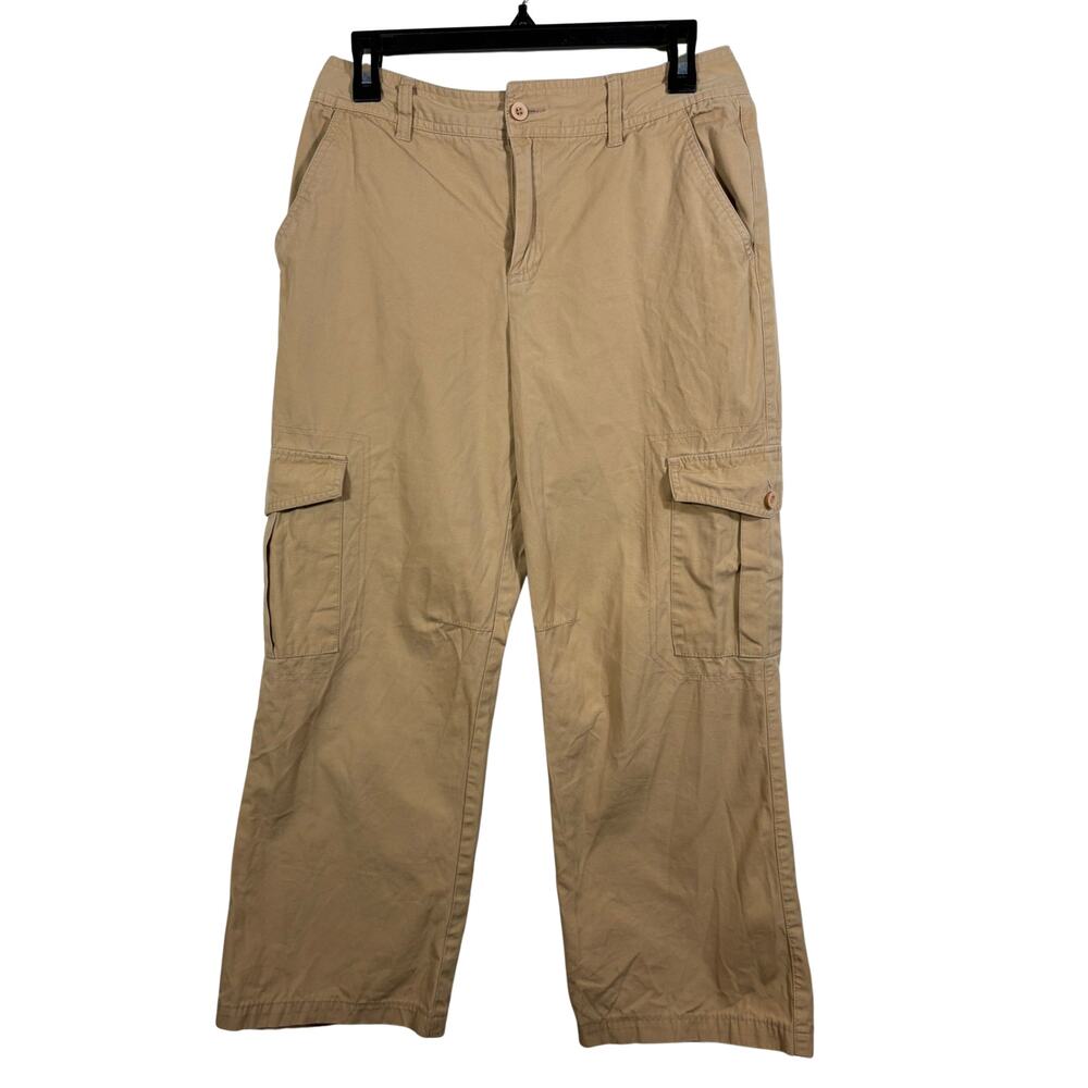Beige Khaki Cargo Pants Utility Gorpcore Size 8 Straight Leg Flat Front Cotton